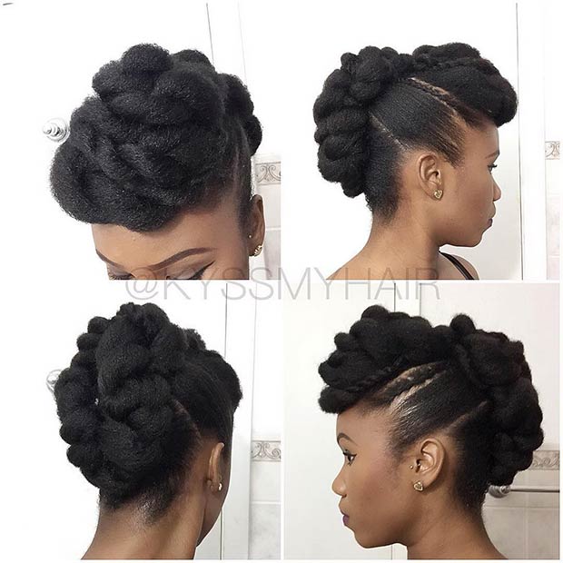 Twisted Mohawk Updo για φυσικές μαύρες γυναίκες