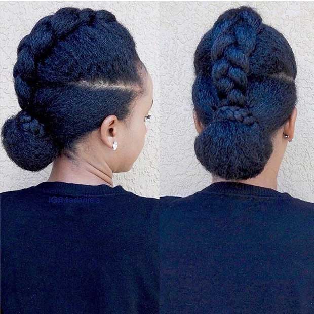 Braid into a Bun Updo για φυσικά μαλλιά