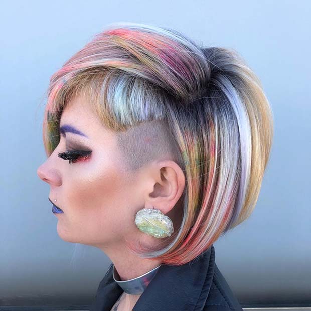 Πολύχρωμο Undercut Bob