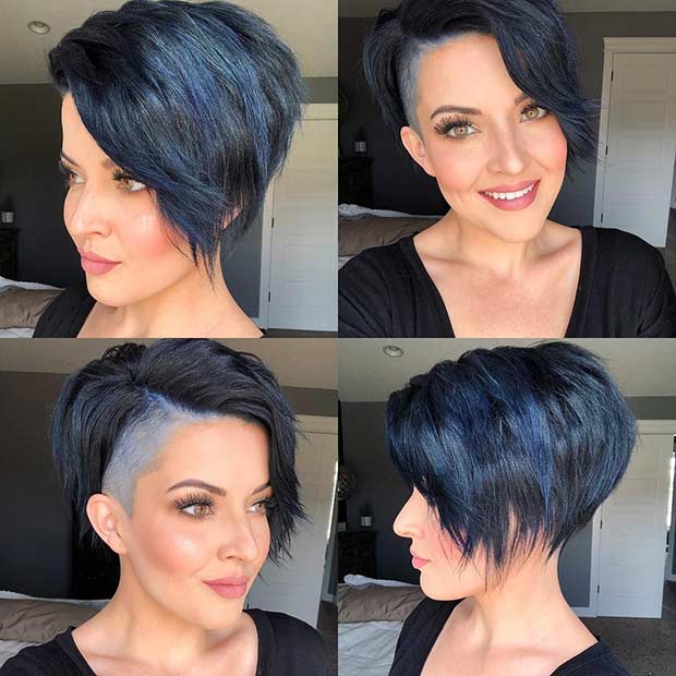 Idée de cheveux courts bleu noir