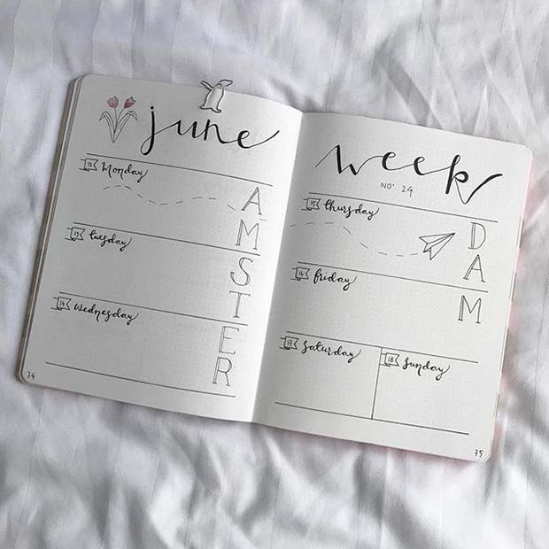 דף נושא לנופש לרעיונות של Bullet Journal