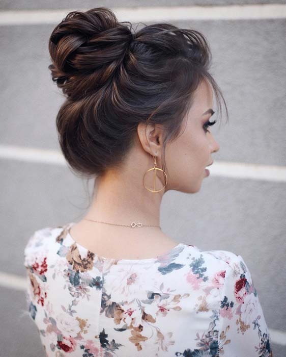 Glam Messy Bun Hairstyle