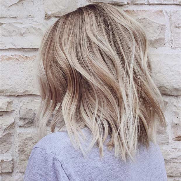 Coiffure Blonde Balayage Long Bob