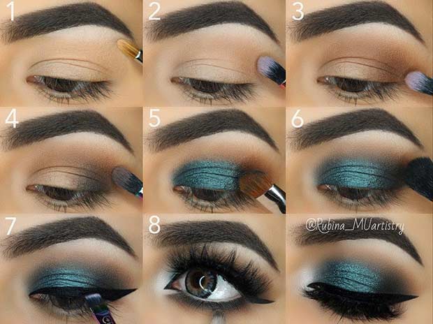 Tutoriel étape par étape Teal Smokey Eye