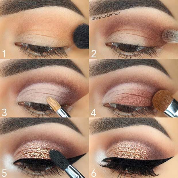 Tutoriel de maquillage étape par étape facile à paillettes