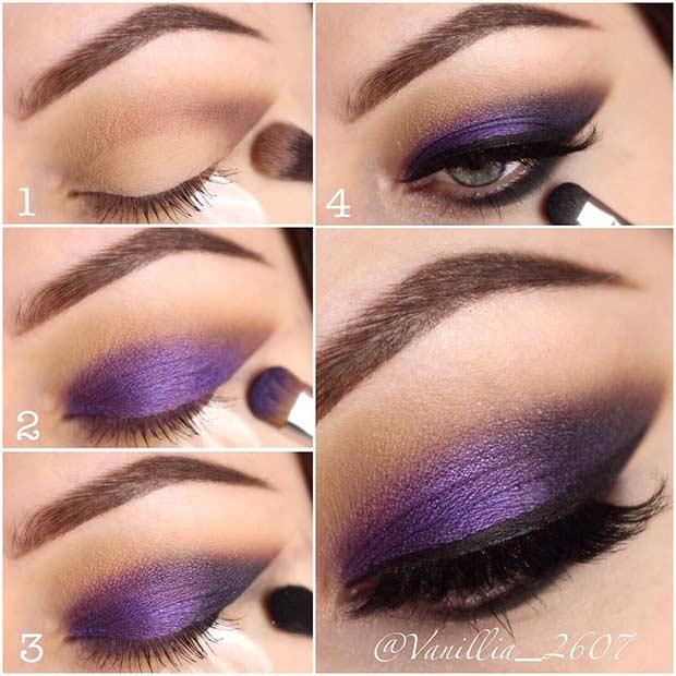 Tutoriel Purple Smokey Eye pour les yeux bleus