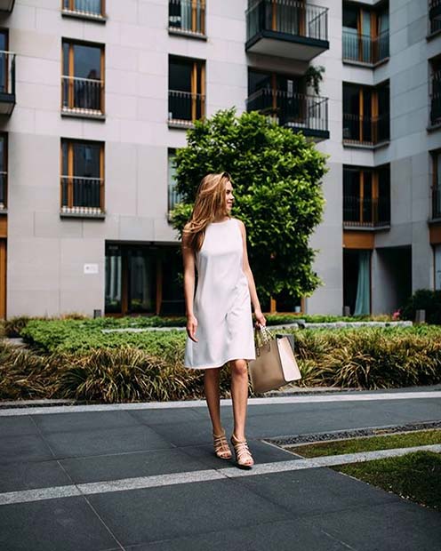 Idée de tenue de robe blanche chic pour le travail