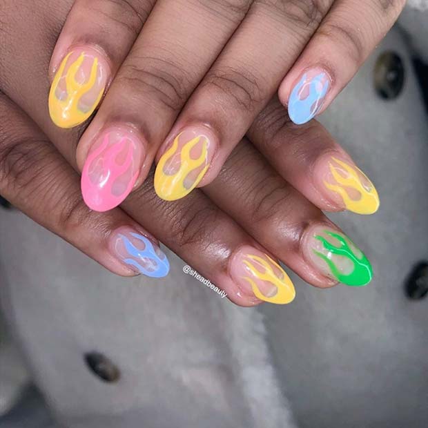 Pastel Flame Nail Art