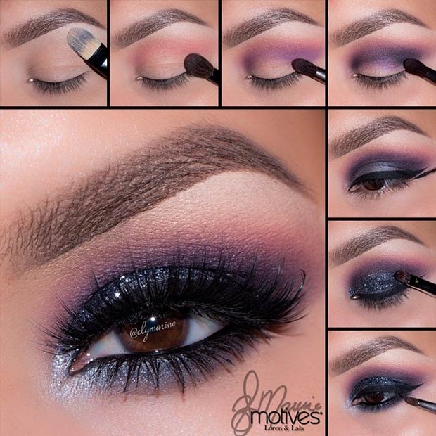 Γκρι και μοβ Smokey Eye Look