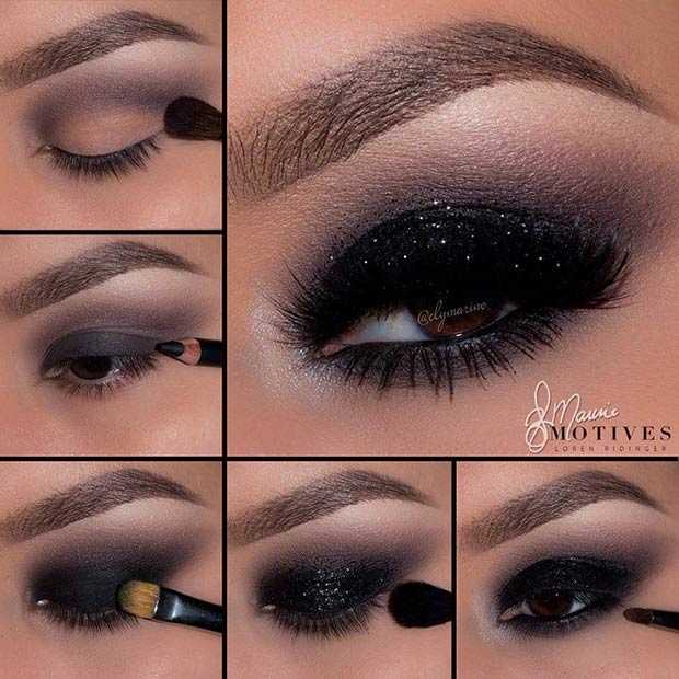 Μαύρο Smokey Eye με ένα ποπ λάμψη