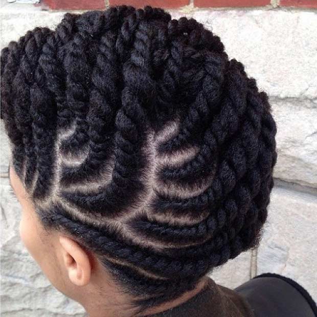 Flat Twists Mohawk Updo