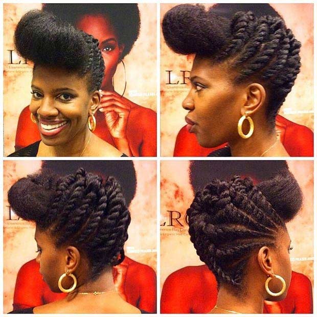 Flat Twists Pompadour Updo Hairstyle