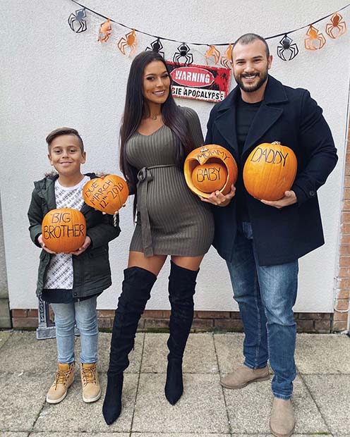 Annonce de grossesse Halloween avec citrouilles