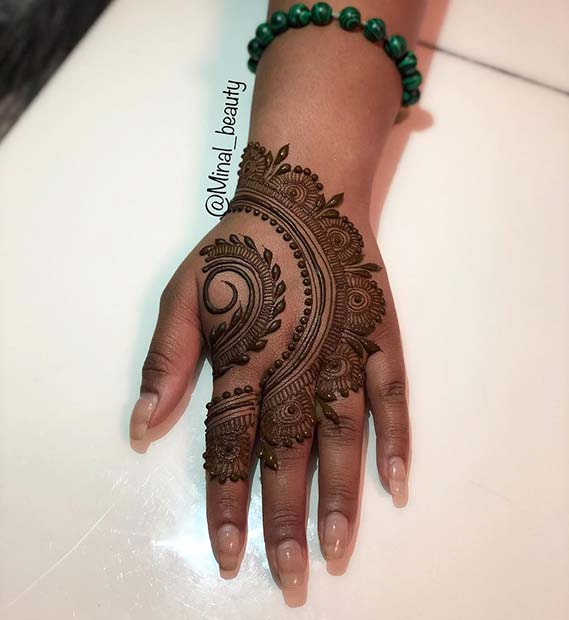 Half Circle Henna Hand Tattoo