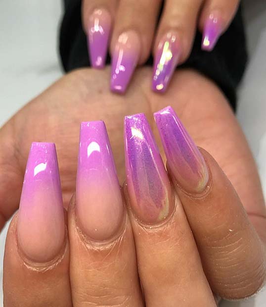 Ombre Chrome Lavender Nails