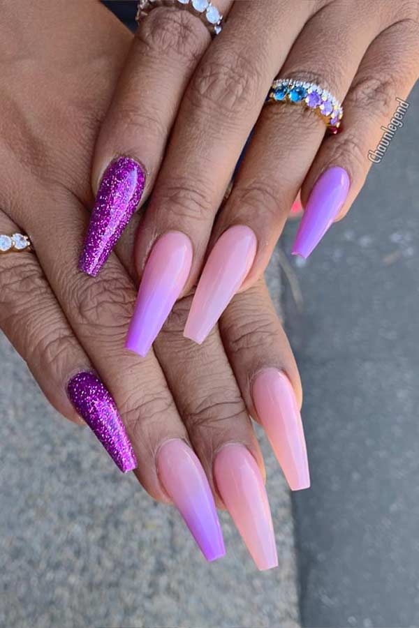 Ombre Lavender Coffin Nails