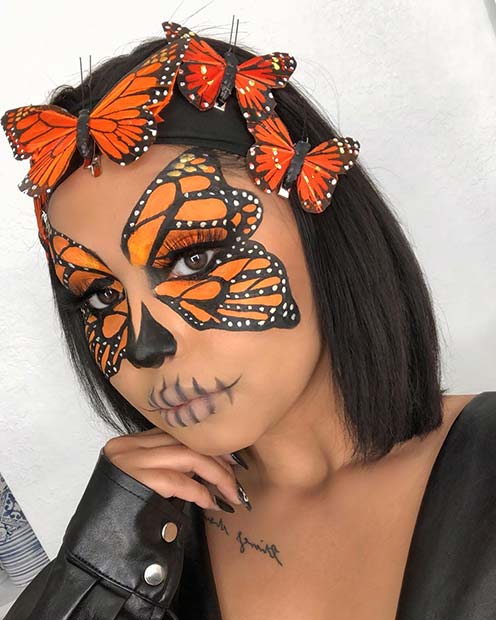 Monarch Butterfly Inspired Halloween Makeup