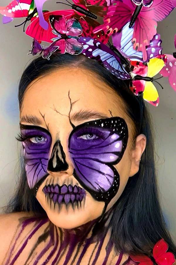 Purple Butterfly Skull Makeup Idea