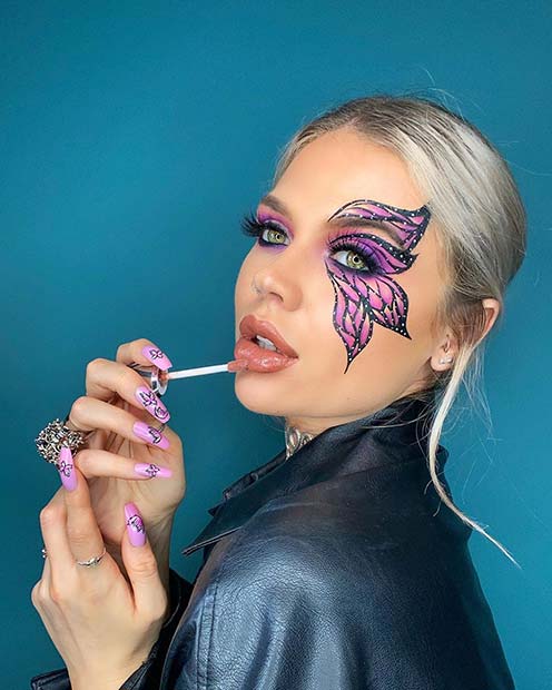 Joli maquillage papillon pour Halloween