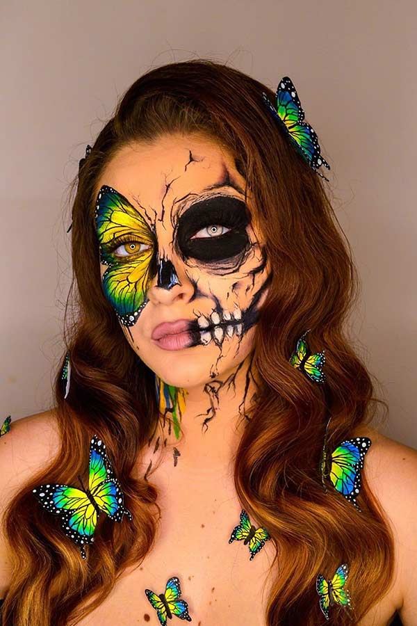 Maquillage de crâne de papillon pour Halloween