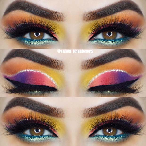 Neon Rainbow Eyeshadow Look