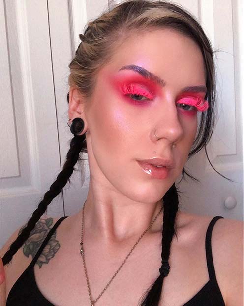 Ροζ μακιγιάζ ματιών με Neon Lashes