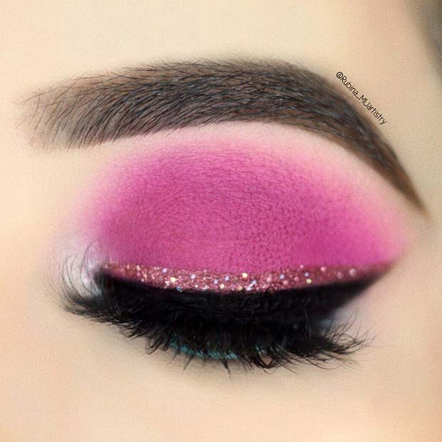 Neon Pink και Glitter Eye Makeup