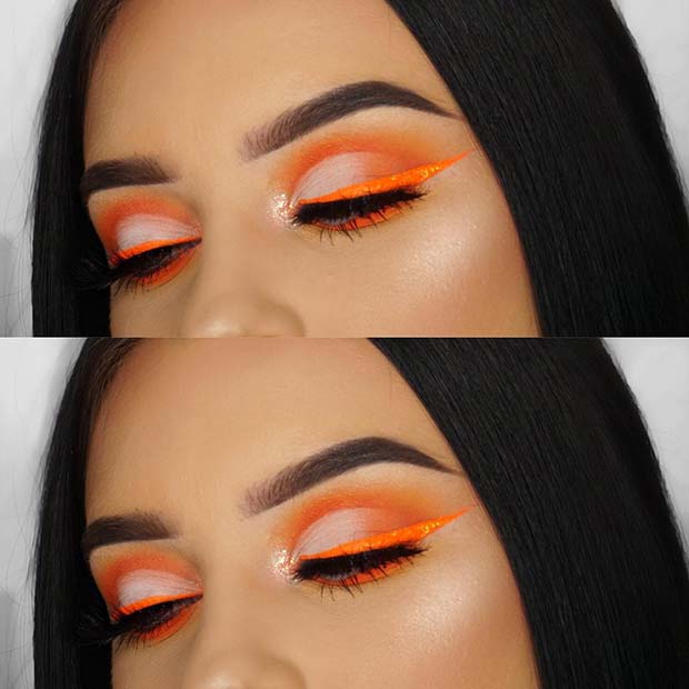 Idée d'eye-liner orange piquante