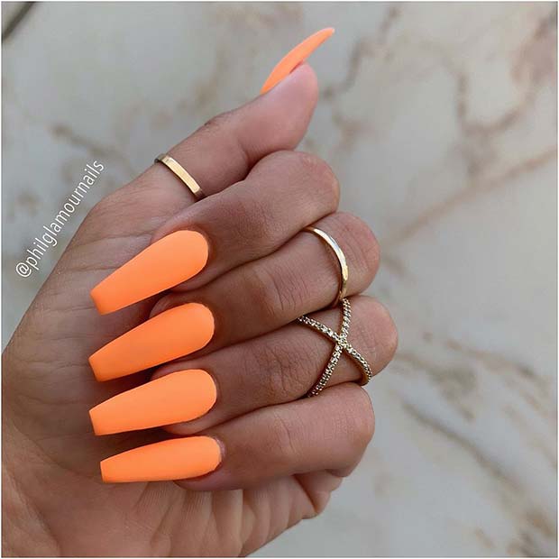 Παστέλ Neon Orange Nails