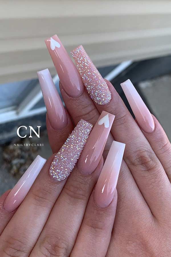 Long Nude Ombre Nails