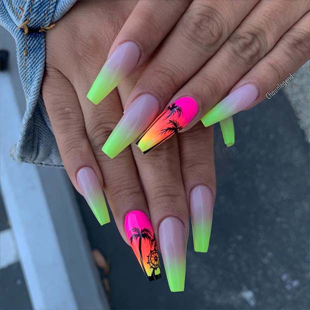 Ombre Coffin Nails για το καλοκαίρι