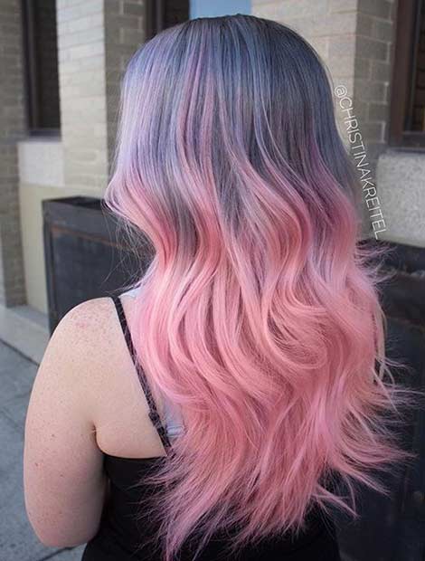 Grey to Pastel Pink Ombre