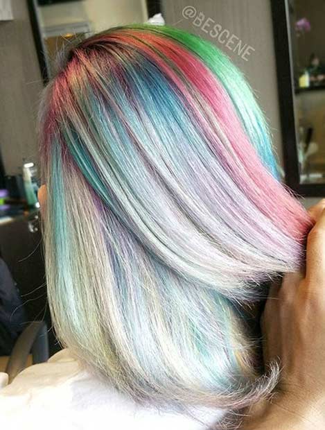 Idée de couleur de cheveux pastel arc-en-ciel