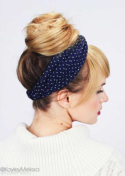 Pin Up Bun and Faux Bangs Style