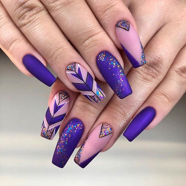 Sparkly Purple Nail Art Design