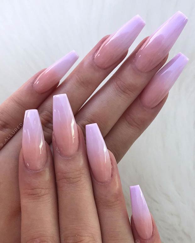 Παστέλ Μωβ Ombre Nails