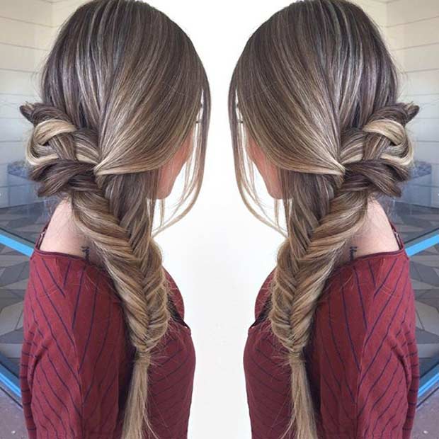 Loose Side Swept Fishtail Braid