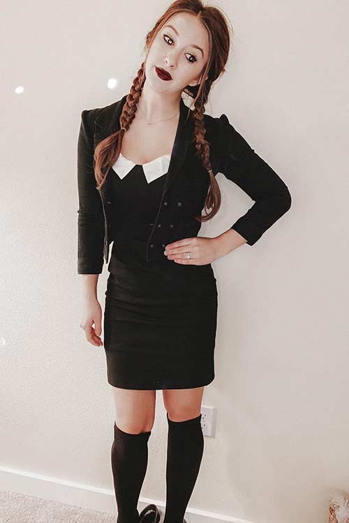 Costume d'Halloween du mercredi Addams