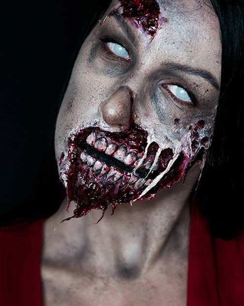 Look de maquillage zombie effrayant