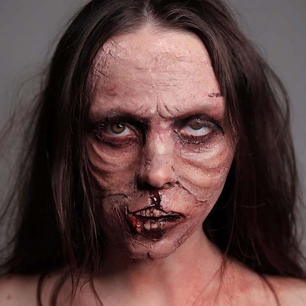 Idée de maquillage effrayant d'illusion de zombie