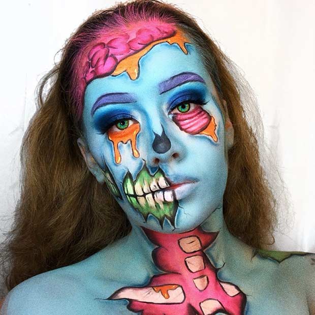 Inspo de maquillage de zombie pop art