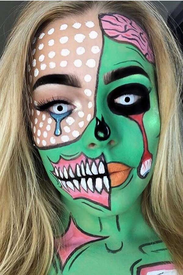 Zombie Pop Art demi-visage