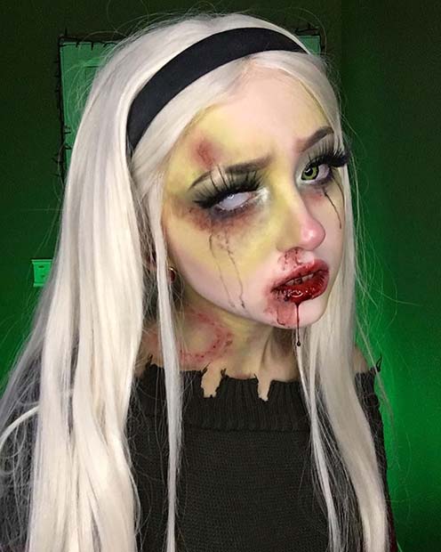 Maquillage zombie avec une morsure