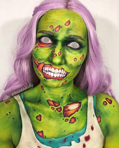 Maquillage Zombie Vert Vibrant