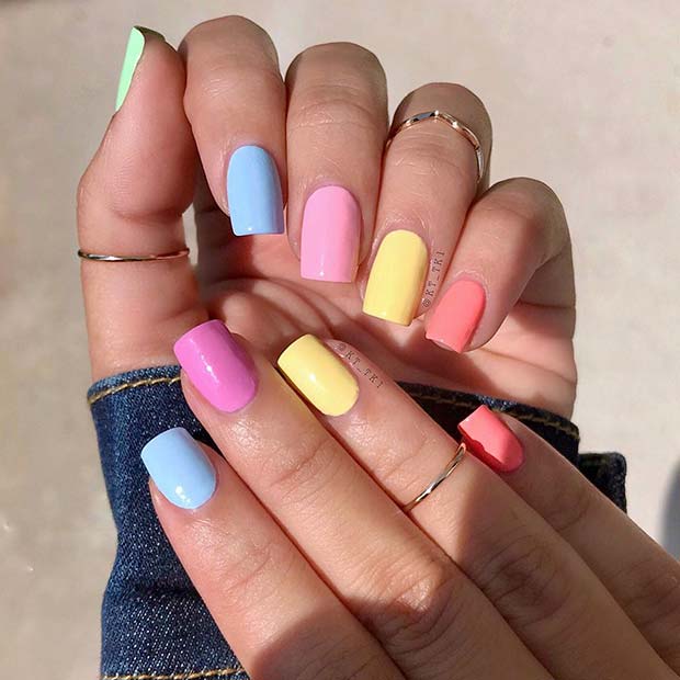 Pastel Rainbow Nails