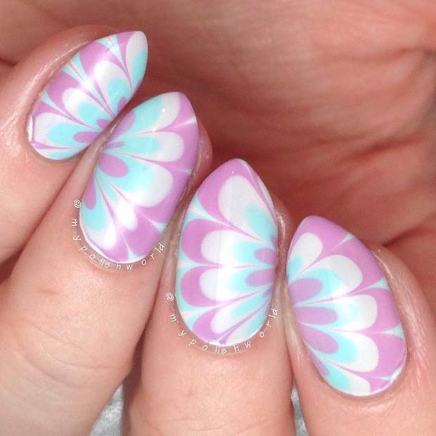 Nail Art en marbre mignon