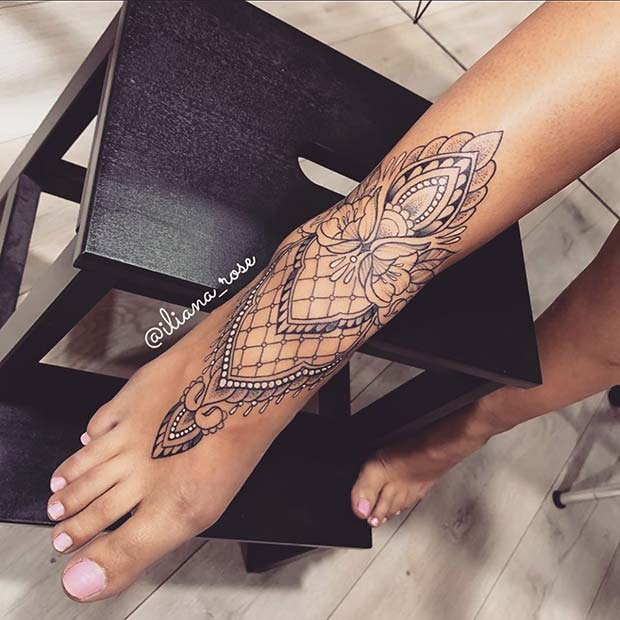 Tatouage De Pied De Dentelle