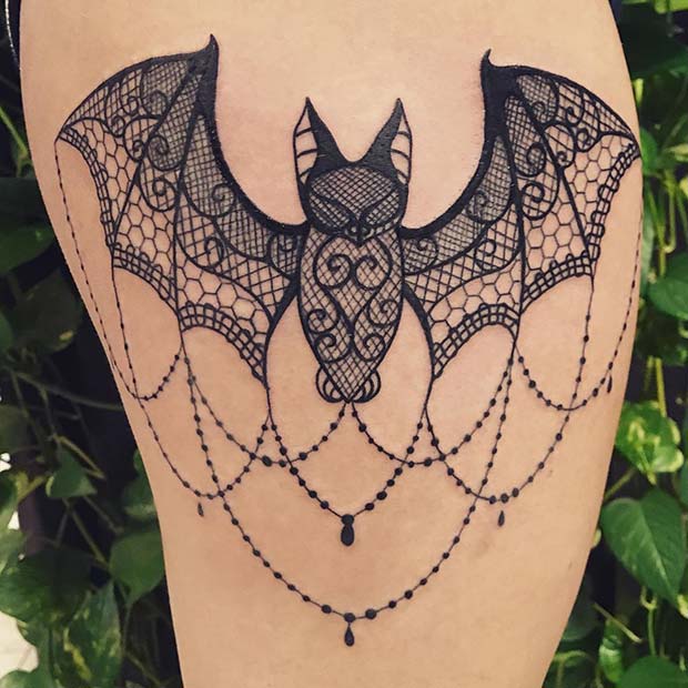 Conception unique de tatouage de chauve-souris