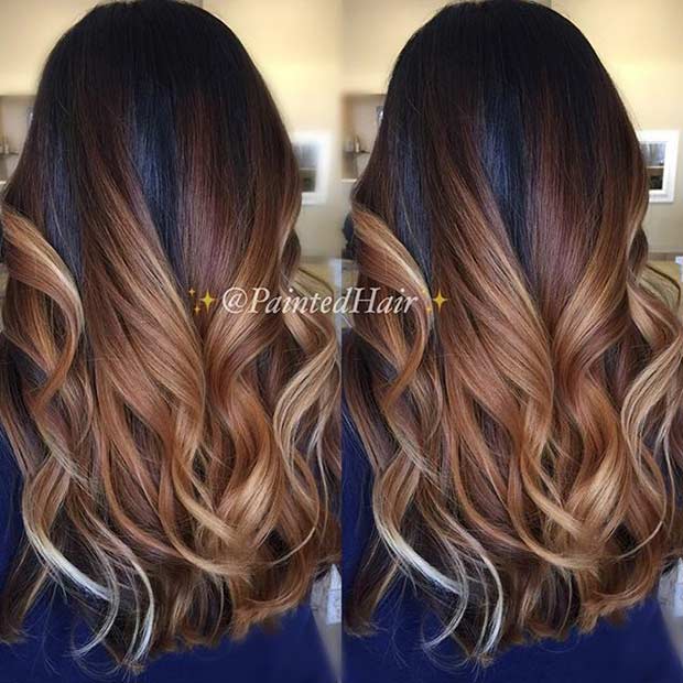 שוקולד קרמל Balayage הדגשים לשיער כהה