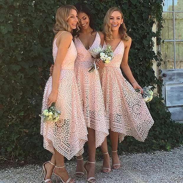 Καλοκαιρινά φορέματα Blush Lace για Bridesmaids